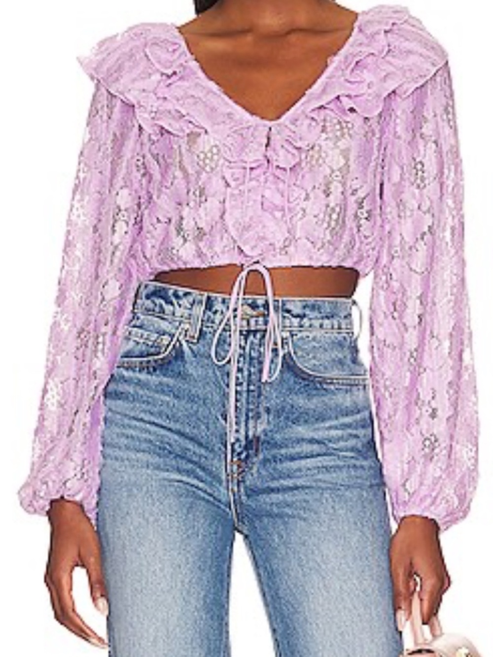 For Love and Lemons Tatiana Lace Blouse Large Purple - NEW with Tags - size 1x